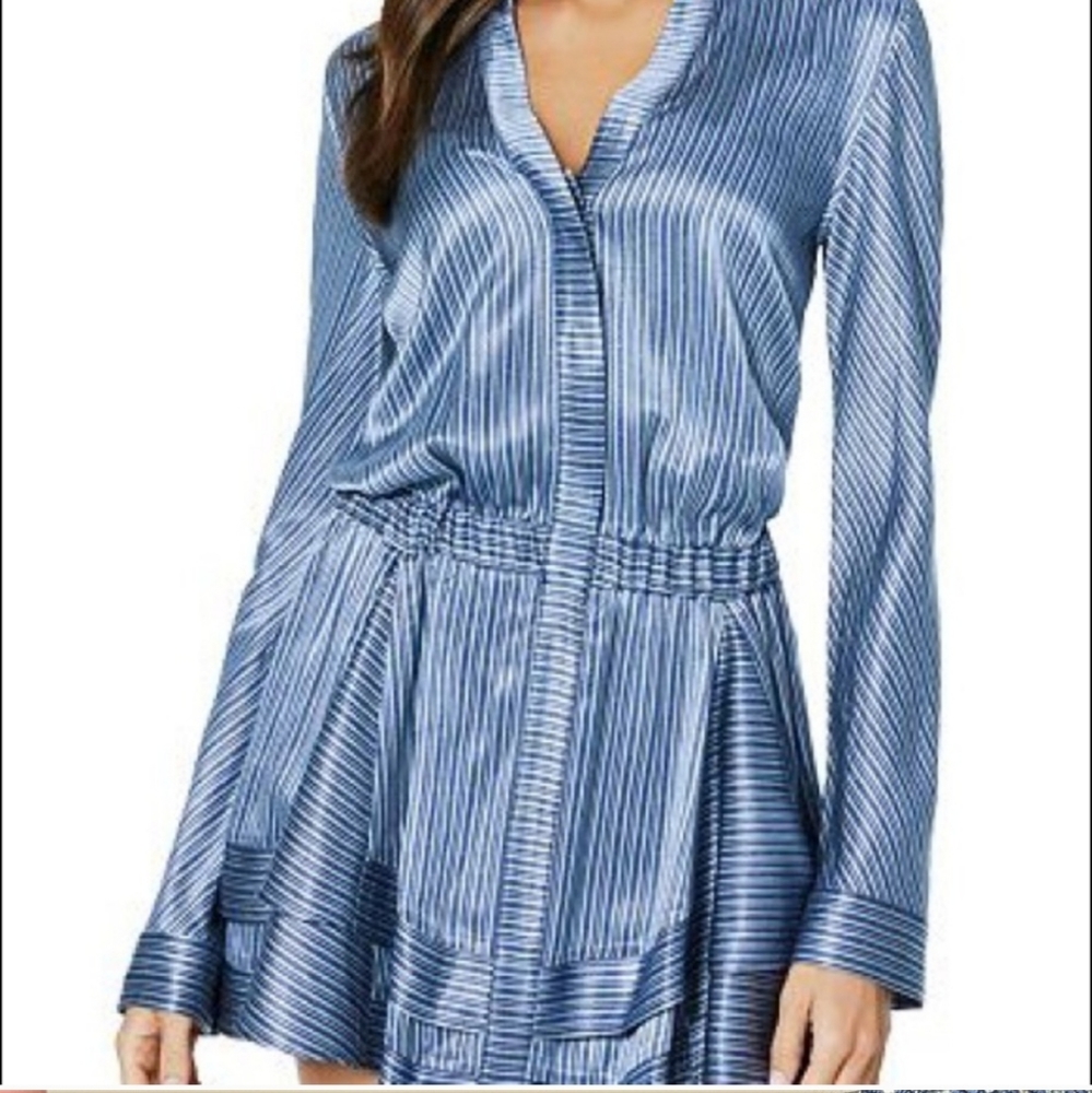 Ramy Brook Blue Striped Mini Dress